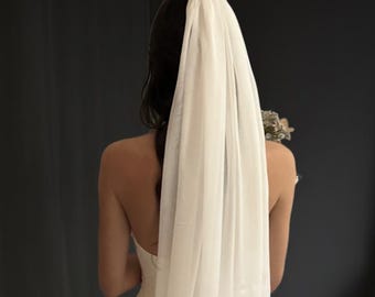 Zijden bruidssluier - lang wit bruidsaccessoire van zijden chiffon