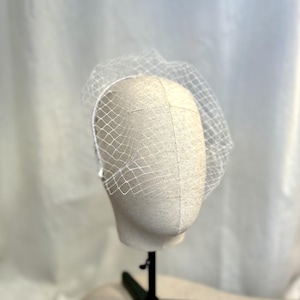 White bridal Birdcage Veil for civil wedding