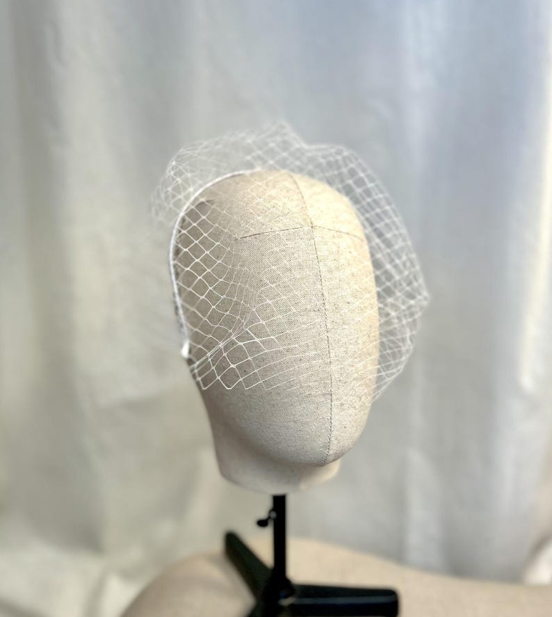 White bridal Birdcage Veil for civil wedding