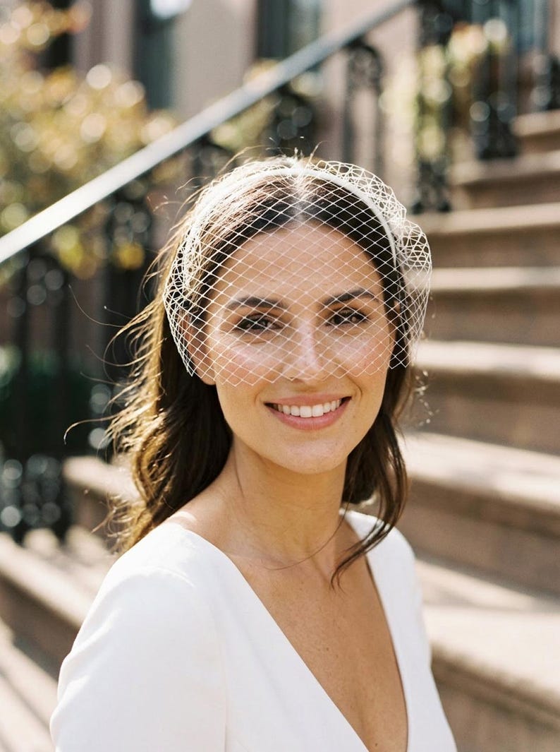Birdcage Veil Headband Wedding Fascinator Short Bridal Netting Veil Civil Ceremony Courthouse