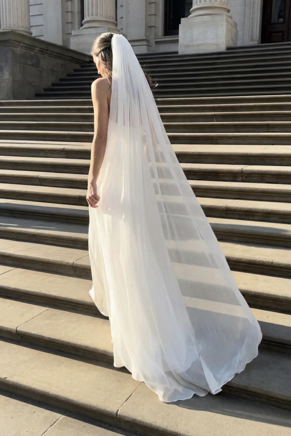 Silk Wedding Veil / Long Ivory Chiffon Bridal Veil - Etsy display picture 3
