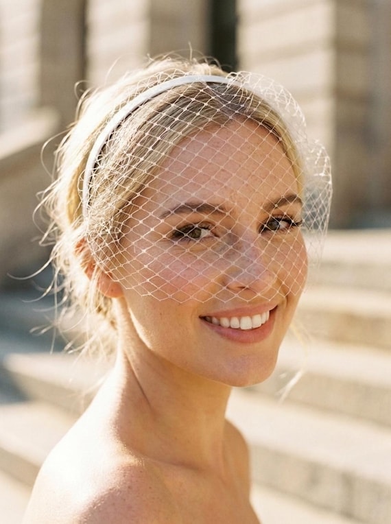Birdcage Veil Headband Wedding Fascinator Short Bridal Netting Veil Civil Ceremony Courthouse