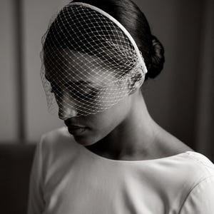 Birdcage Veil Headband Wedding Fascinator Short Bridal Netting Veil Civil Ceremony Courthouse