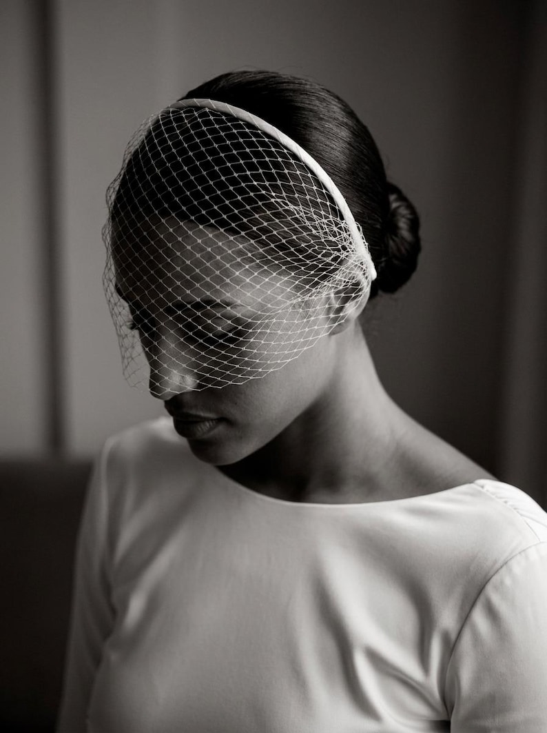 Birdcage Veil Headband Wedding Fascinator Short Bridal Netting Veil Civil Ceremony Courthouse