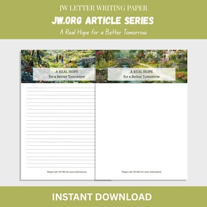 5 Designs - JW.org Article Series Letter Writing Paper – “Real Hope” Printable | Stationery for Jehovah’s Witnesses Ministry