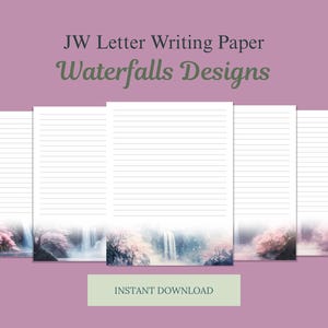 JW Letter Writing Paper – Waterfalls Design | A4 & US Letter | Ministry Stationery | Lined and Unlined | Printable Paper | Instant Download