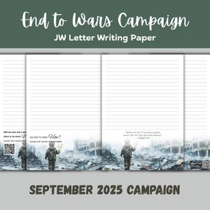 Printable JW Stationery – “An End to Wars” Campaign Sept 2025 – A4 & US Letter – JW Letter Writing