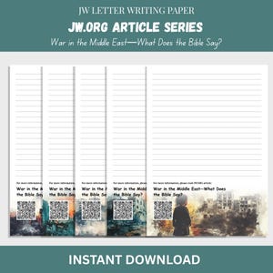 JW.org Article Series Letter Writing Paper – “War in the Middle East” Printable | Stationery for Jehovah’s Witnesses | Instant Download