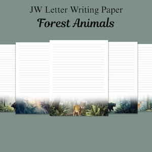 JW Letter Writing Paper - Ministry Paper - JW Letterhead - Animals in Forest Designs - Printable PDF - 5 Designs