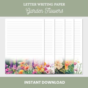 Papel para cartas imprimível JW – Papelaria Garden Flowers – A4 e US Letter – Pautado e sem pauta – Papel para o Ministério – Download instantâneo