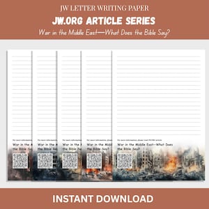 JW.org Article Series Letter Writing Paper – “War in the Middle East” Printable | Stationery for Jehovah’s Witnesses | Instant Download