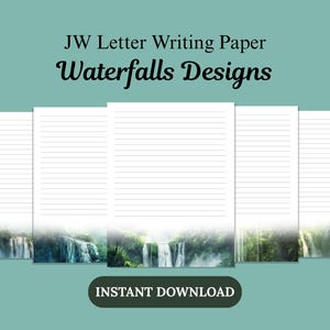 JW Letter Writing Paper – Waterfalls Design | A4 & US Letter | Ministry Stationery | Lined and Unlined | Printable Paper | Instant Download