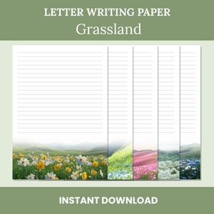 Papel para cartas de TJ de pastizales - Set de papelería floral imprimible - Papel para el Ministerio de TJ / A4 y Carta EE. UU. / Descarga digital instantánea