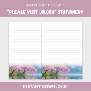 6 Designs Stationery - JW Printable Letter Writing Paper – Please Visit jw.org Ministry Paper – Instant Download - A4 + US Letter