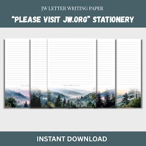 8 Designs Stationery - JW Printable Letter Writing Ministry Paper – Please Visit jw.org – Instant Download - With Blank Pages