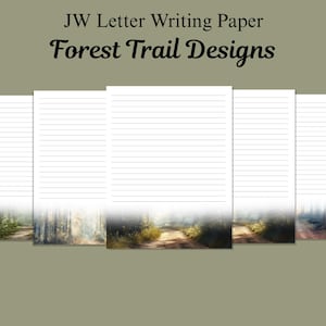 Papel imprimible para escribir cartas de los Testigos de Jehová para el ministerio / Diseños de senderos forestales / Tamaños A4 y carta EE. UU. / Para cartas de aliento al ministerio en el campo