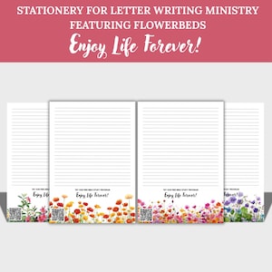 JW Letter Writing Paper - Flowerbeds Stationery - Enjoy Life Forever Bible Study Invitation - Printable PDF - 4 Designs JW Letterhead