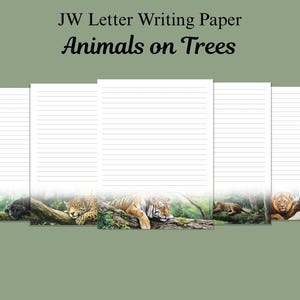 JW Letter Writing Paper - Ministry Paper - JW Letterhead - Animals on a Tree Designs - Printable PDF - 5 Designs Instant Download
