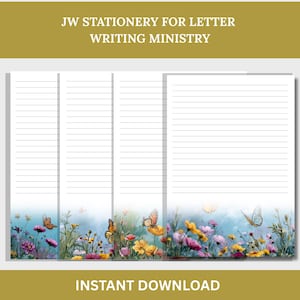 JW Letter Writing Paper –Flowers and butterfly Theme | Printable Stationery for Jehovah’s Witnesses | A4 and US Letter | Lined & Unlined PDF