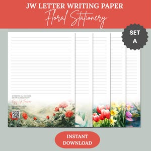JW Brief Schreiben Printable - Genieße das Leben für immer Blumen Briefpapier Set A | 5 Designs | A4 & US Letter | Liniert und Ungefüttert | Sofort Download