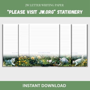 JW Letter Writing Paper –Cat and butterfly Theme | Printable Stationery for Jehovah’s Witnesses | A4 and US Letter | Lined & Unlined PDF