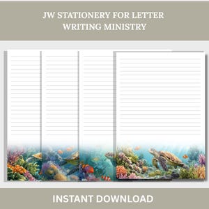 JW Letter Writing Paper – Ocean Creatures Theme | Printable Stationery for Jehovah’s Witnesses | A4 and US Letter | Lined & Unlined PDF