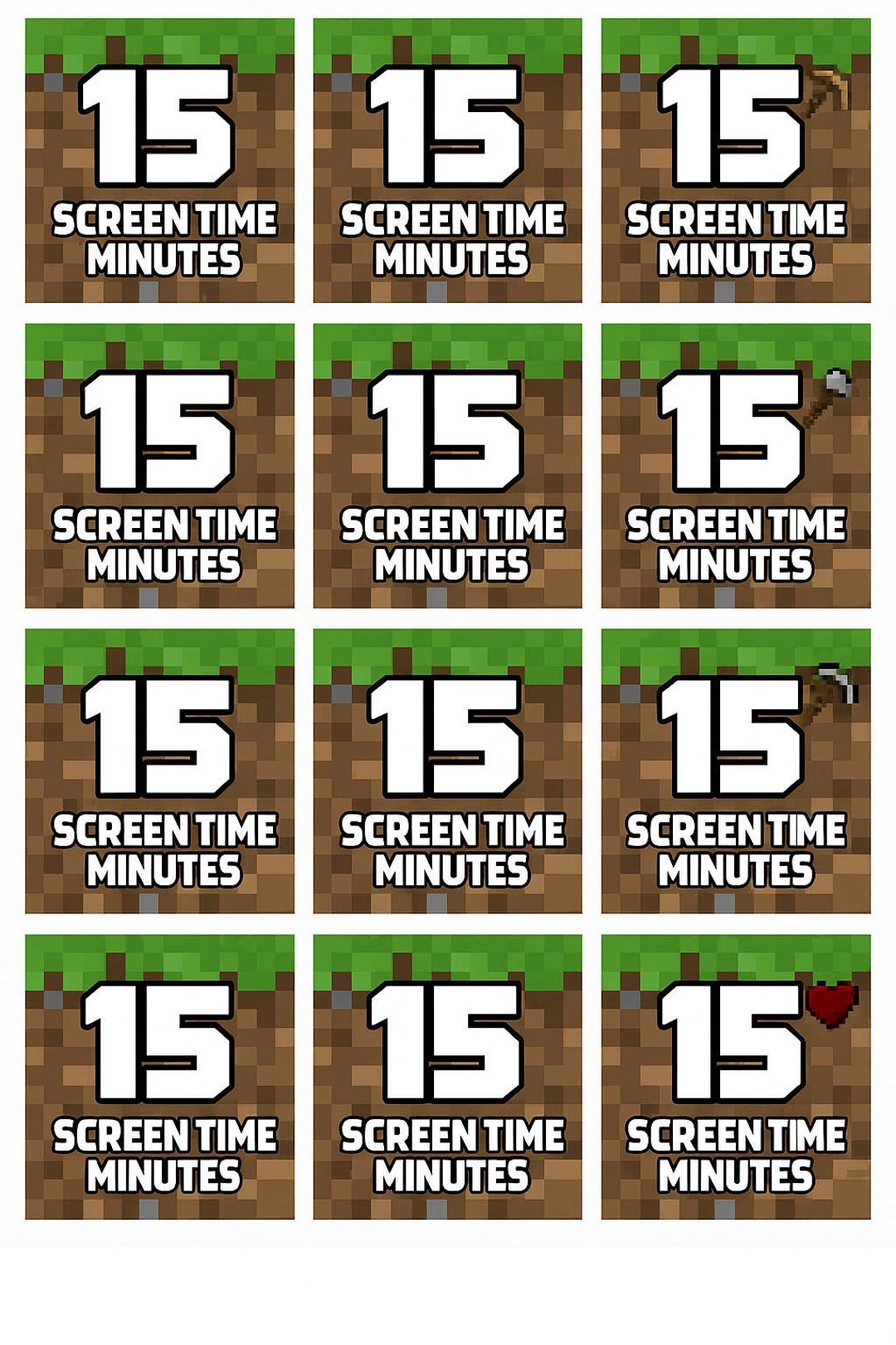 Minecraft Themed 15 Minute Screen Time Vouchers - Etsy