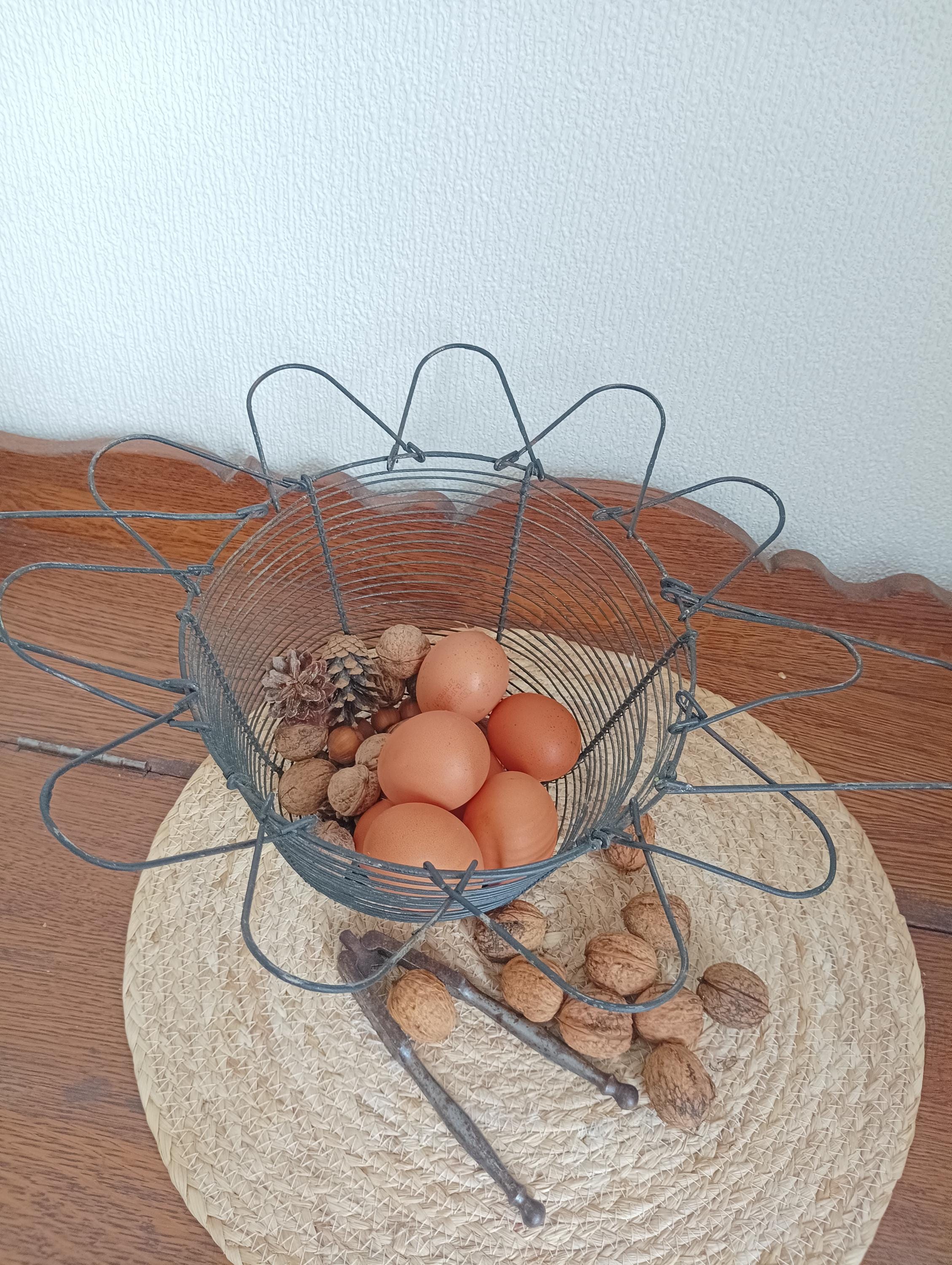 Cesto Portauova In Metallo, Diametro 25 Cm, Altezza Regolabile 18-32 Cm, Contenitore Per Uova Da Cucina, Grigio
