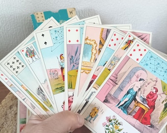 Grand jeu Mlle Lenormand Grimaud 1964, vintage fortune telling cards, rare divination deck, antique esotericism 60s, vintage card game