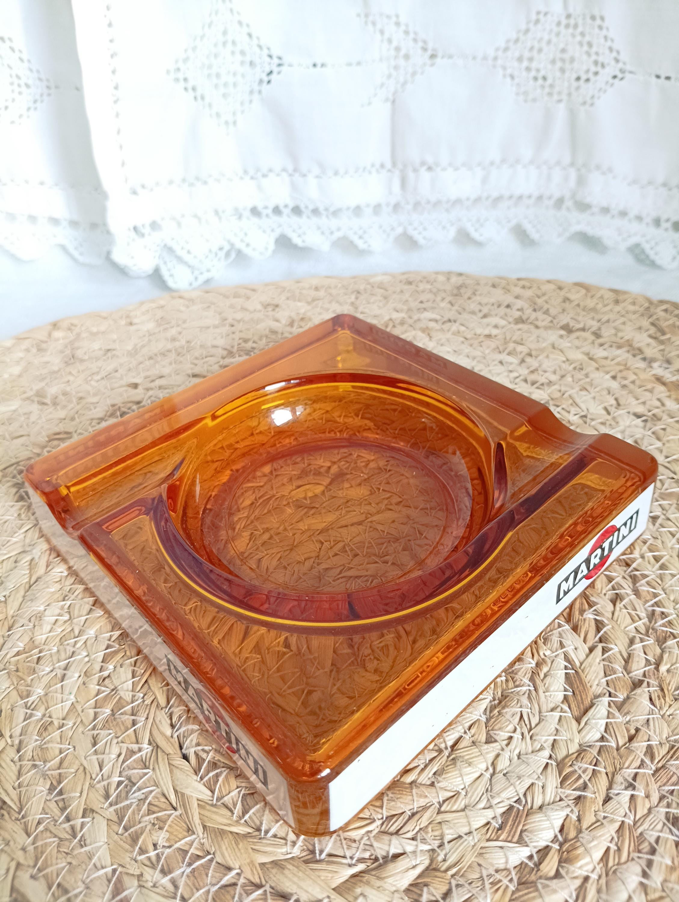 Cendrier Martini en verre ambré vintage années 1960 — Beyit