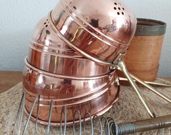 Setaccio vintage in rame con manico in ottone, 1 setaccio antico francese, setaccio antico in rame, decorazione per la cucina