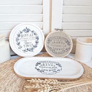 Vintage cottagecore style items, upcycled linen embroidery hoop, French flea market home decor, Victorian marmalade or lemon curd London