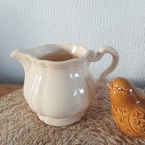 Sarreguemines stoneware milk jug - Vintage French milk jug with old-world charm - Vintage French creamer, Ironstone antique cream jar