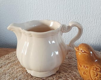 Sarreguemines stoneware milk jug - Vintage French milk jug with old-world charm - Vintage French creamer, Ironstone antique cream jar