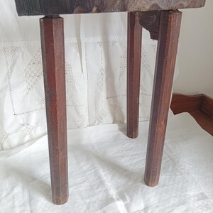 Turned Wood Tripod Stool - Antique Solid Wood Chair - Decorative Flea Market Seat - Country Farmhouse Low Wooden Chair - Milky Tool image 4