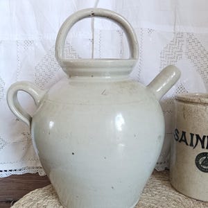 Jarra de gres primitiva, jarra de agua o vino, jarra de barro provenzal, tarro de boticario, jarra de gres antigua, tarro de boticario vintage