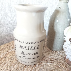 Tarro de mostaza francés vintage de gres – Maille "Moutarde à l'ancienne" – Olla de cocción lenta antigua - Decoración rústica de cocina