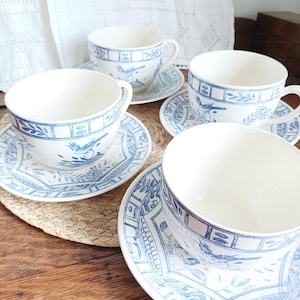 Taza y platillo vintage Gien France Blue Bird, taza de té/café Gien Blue Bird, loza francesa Gien (varias piezas a elegir).