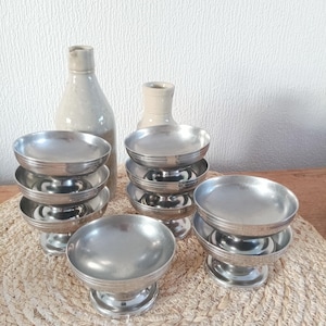 Set of 9 Letang Remy stainless steel bowls, silver metal dessert bowls, retro tableware for desserts and appetizers, stainless steel metal gift