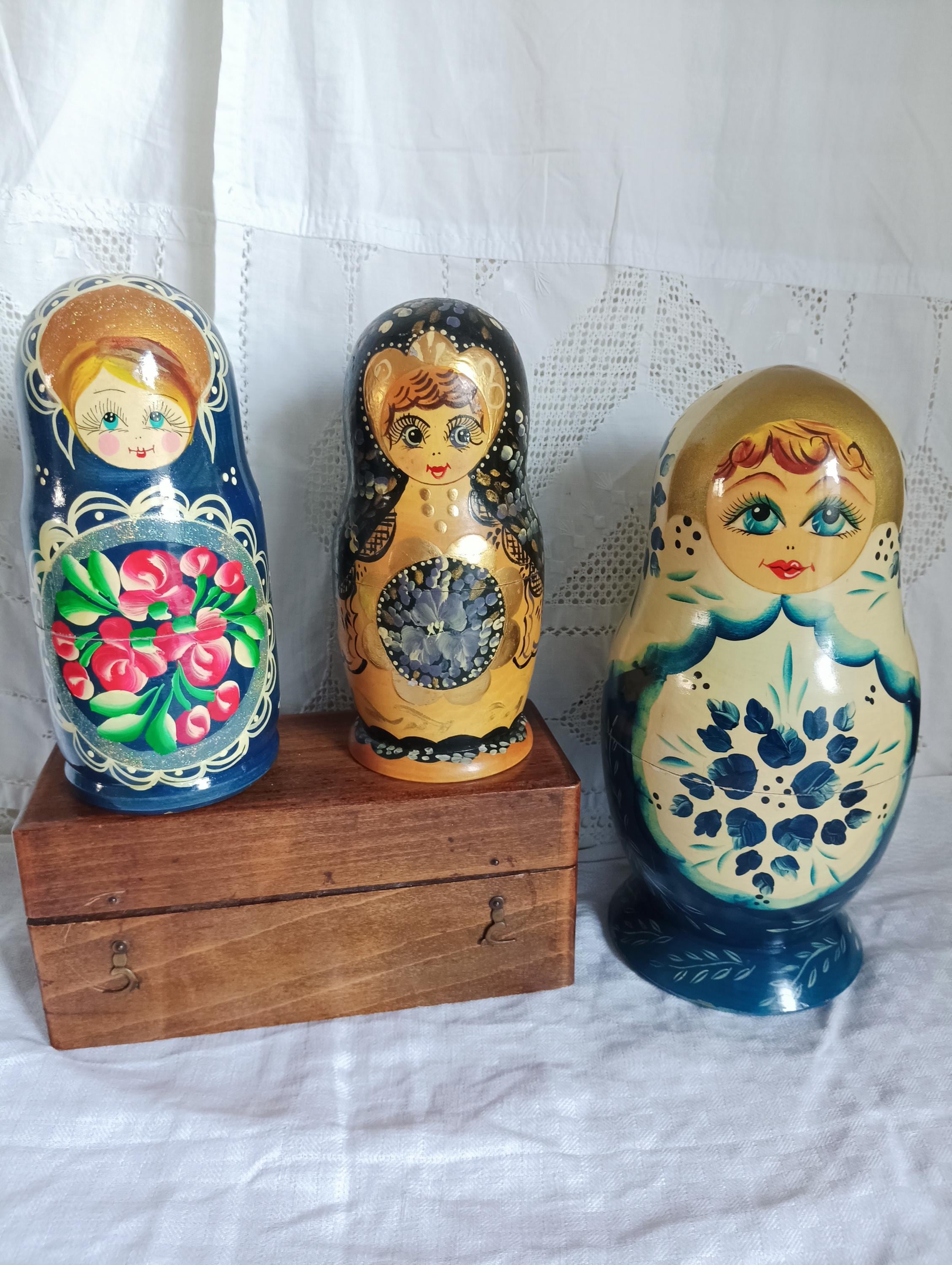 Poupée Russe Matriochka Ancienne - 22 Cm, 8 Figurines, Vintage
