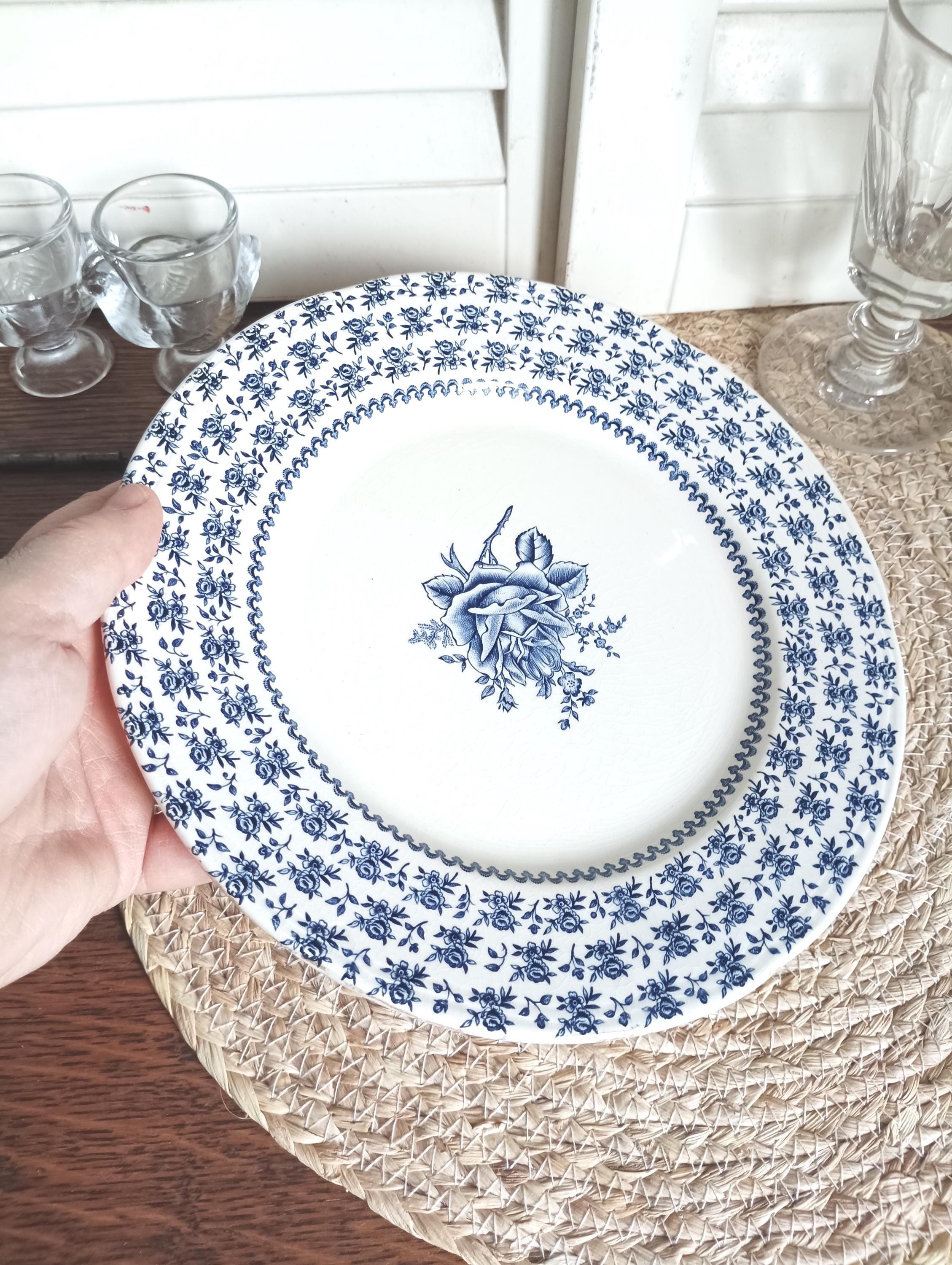Antique French Blue Transfer Platter - Etsy