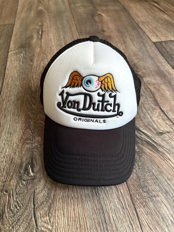 Von Dutch Trucker Hat Black White Flying Eyeball Cap