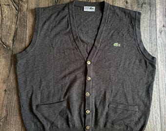 Vintage 1980s Lacoste Chemise Wool Cardigan Vest Sweater