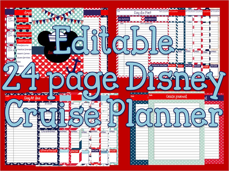 Editable Disney Cruise Planning Binder Binder Cover Journal Etsy