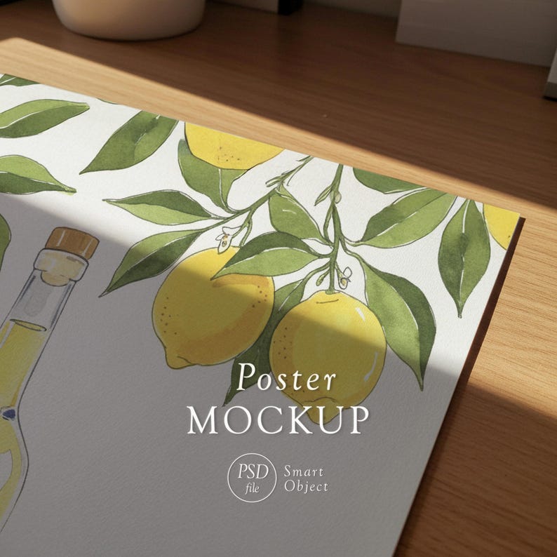 Close Up Paper Mockup: Textured Poster Paper on Table for Realistic Artwork Display, PSD Smart Object, Photoshop Template, Photopea. image 10