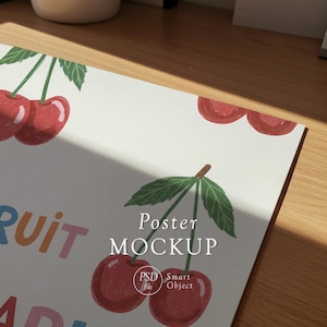Close Up Paper Mockup: Textured Poster Paper on Table for Realistic Artwork Display, PSD Smart Object, Photoshop Template, Photopea. image 6