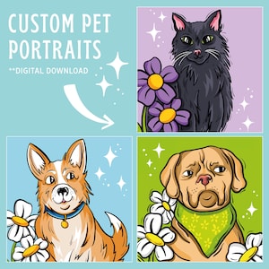 Custom Digital Pet portraits ( Illustration, Portrait, Cat, Dog, Pet, Art, Colourful, Gift, Present, Digital art)