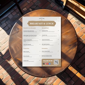 Modelos de cardápio para cafeteria bege moderna – editáveis no Canva