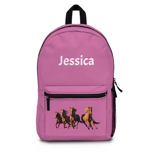 Horse Lovers Backpack, Personalised Name School Bag, Equine Gift, Equestrian Rucksack, Custom Horse Backpack, Kids Backpack