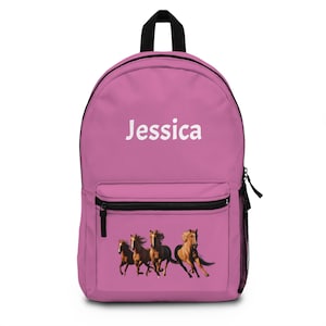 Sac à dos pour les amateurs de chevaux, cartable avec nom personnalisé, cadeau équin, sac à dos équestre, sac à dos cheval personnalisé, sac à dos enfant